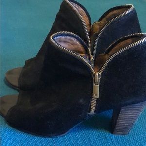 Lucky Brand Black Suede Zippered Booties